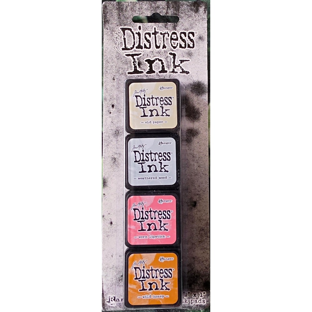 Tim Holtz Mini Distress Ink Pads Kit #7 Old Paper Honey Lipstick Wood Ranger